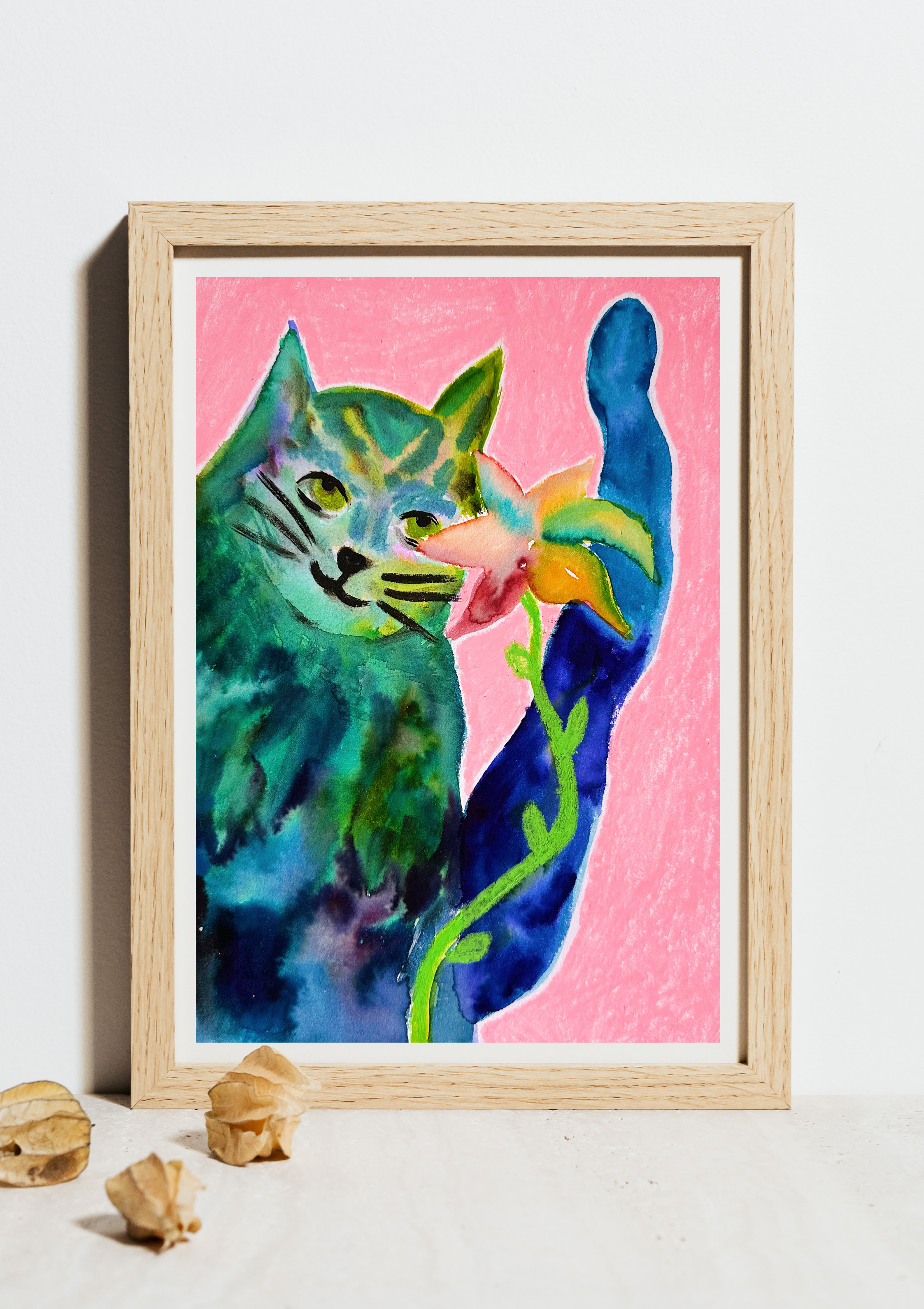 Cat Flower Art Print