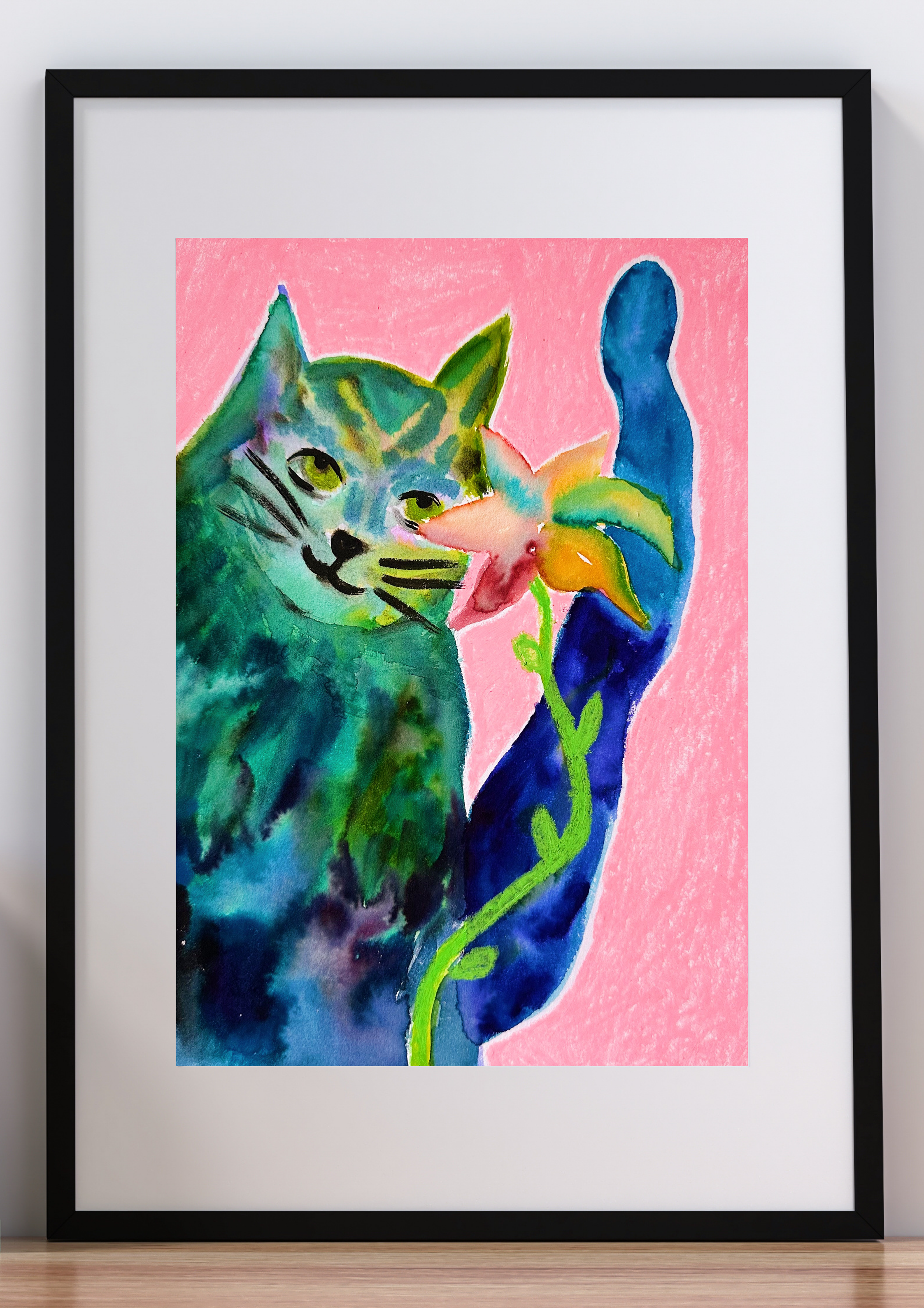 Cat Flower Art Print