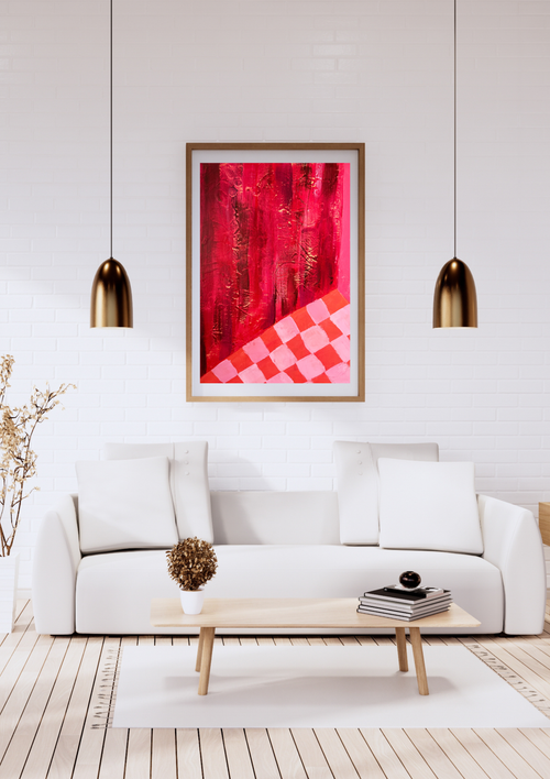 Pink Checkers Art Print